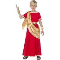 Costume da Cesare romano rosso e oro per bambini