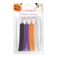 Set di penne per decorare Halloween al cioccolato 25 gr - scrapcooking - 4 unità