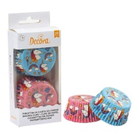 Pirottini cupcakes azzurri e rosa con unicorni - Decora - 36 unità