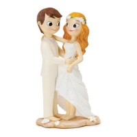 Cake topper sposa e sposo a piedi nudi 21 cm