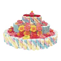Torta di caramelle di marshmallow multicolore a tre piani da 1,10 kg