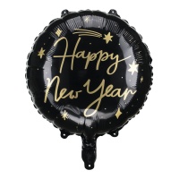 Palloncino Happy New Year 45 cm nero - PartyDeco