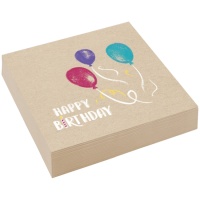 Tovaglioli kraft Happy Birthday 16,5 x 16,5 cm - 20 pezzi.