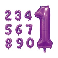 Pallone numero 86 cm in raso lilla