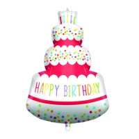 Palloncino torta Happy Birthady Arcobaleno XL da 95 cm - Procos