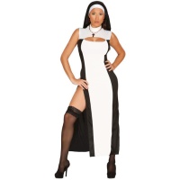 Costume da suora sexy in bianco e nero per donna