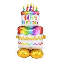 Pallone gigante con base per torta Happy Birthday 68 x 134 cm - Anagramma