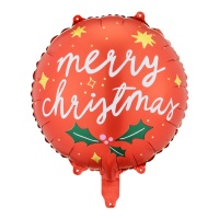 Palloncino Merry Christmas 45 cm rosso - PartyDeco
