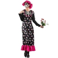 Costume da scheletro Catrina con cappello per donna