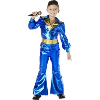 Costume da discoteca blu metallizzato per ragazzo