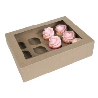 Scatola per cupcake color kraft per 12 cupcake 34 x 25,5 x 9 cm - House of Marie - 2 unità