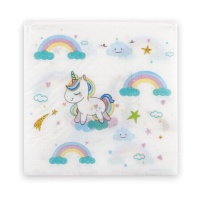 Tovaglioli Unicorno Rainbow 16,5 x 16,5 cm - 12 unità