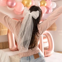 Fiocco di tulle bianco per capelli 21 x 55 cm