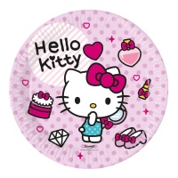 Piatti Hello Kitty a pois 23 cm - 8 pz.