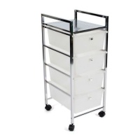 Carrello 31,5 x 36,5 x 90,5 cm con 4 cassetti bianco - DCasa
