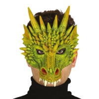 Maschera drago verde mezza faccia