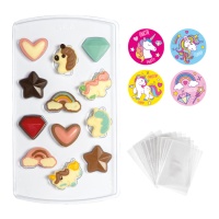 Kit per cioccolatini unicorno - Decora - 40 unità