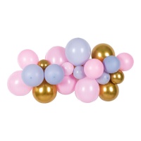 Ghirlanda di palloncini rosa, grigio e oro - 30 unità