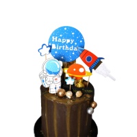 Cake Topper Spazio Happy Birthday - 6 unità