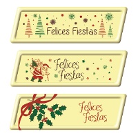 Targhetta di cioccolato bianco con scritta 