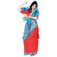 Costume indù Bollywood per donna con velo rosso