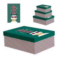 Scatole regalo Babbo Natale verdi - 3 unità