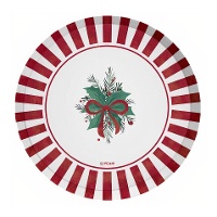 Piatti da 18 cm con vischio e fiocco rosso - 6 pezzi