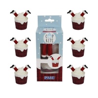 Set decorativo cupcake Babbo Natale - PME - 6 unità