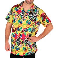 Camicia travestimento anni '80 stampata gialla