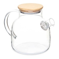 Teiera da 1200 ml in borosilicato con coperchio in bambù