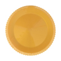 Vassoio rotondo dorato in plastica dura con bordo decorato di 32 cm - Scrapcooking - 1 unità