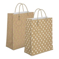 Borsa regalo in carta kraft natalizia da 23 x 10 x 18 cm - 1 unità