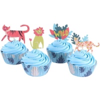 Capsule per cupcake con picking di animali safari - 24 pz.