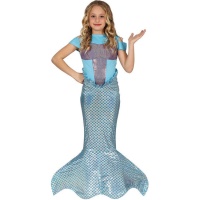 Costume da sirena con coda blu per bambina