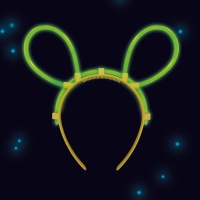 Cerchietto con orecchie con luce al neon colori assortiti 19 x 18 cm - 1 unità