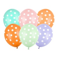 Palloncini in lattice assortiti con pois bianchi da 30 cm - PartyDeco - 6 unità