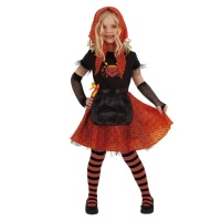 Costume castagnara arancio nero da bambina