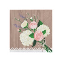 Tovaglioli Rustic Wedding da 12,5 x 12,5 cm - 16 unità