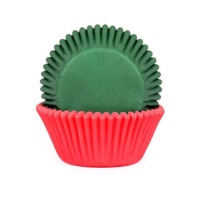 Capsule per cupcake rosse e verdi - House of Marie - 50 pz.