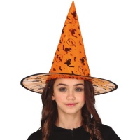 Cappello da strega arancione da bambina