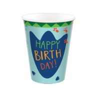 Bicchieri di compleanno Dino Party 250 ml - 8 pezzi