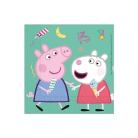 Tovaglioli compostabili Peppa Pig e George da 16,5 x 16,5 cm - 20 unità