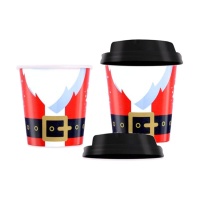Bicchieri di cartone con coperchio Santa Claus Ho Ho 250 ml - 8 unità