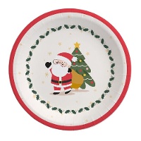 Piatti di Babbo Natale rossi e bianchi da 23 cm - 6 pezzi