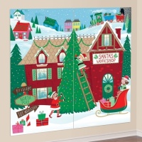 Murale decorativo ufficio di Babbo Natale - 1,65 x 0,82 m