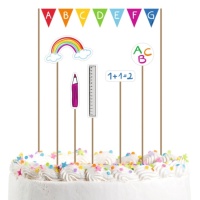 Cake topper scuola 20 cm - 6 pezzi - Amscan