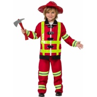 Costume da vigile del fuoco rosso e giallo per bambino