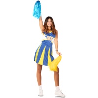 Costume da cheerleader blu e giallo per donna