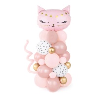 Bouquet di palloncini a forma di gatto rosa - PartyDeco - 63 pezzi