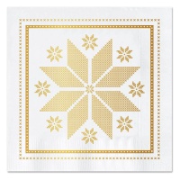 Tovaglioli natalizi ricamati in oro bianco 12,5 x 12,5 cm - 30 pz.